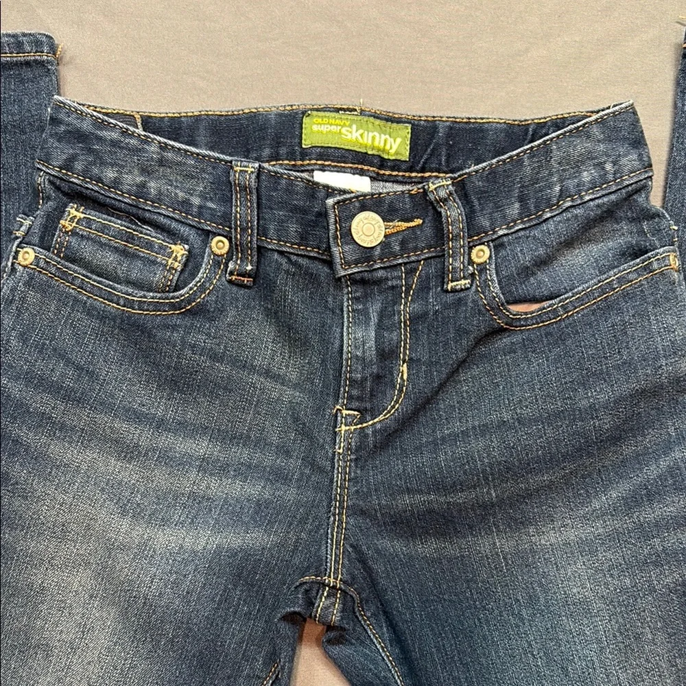 Old Navy Girls'‎ Super Skinny Stretch Adjustable Waist Jeans Dark Wash